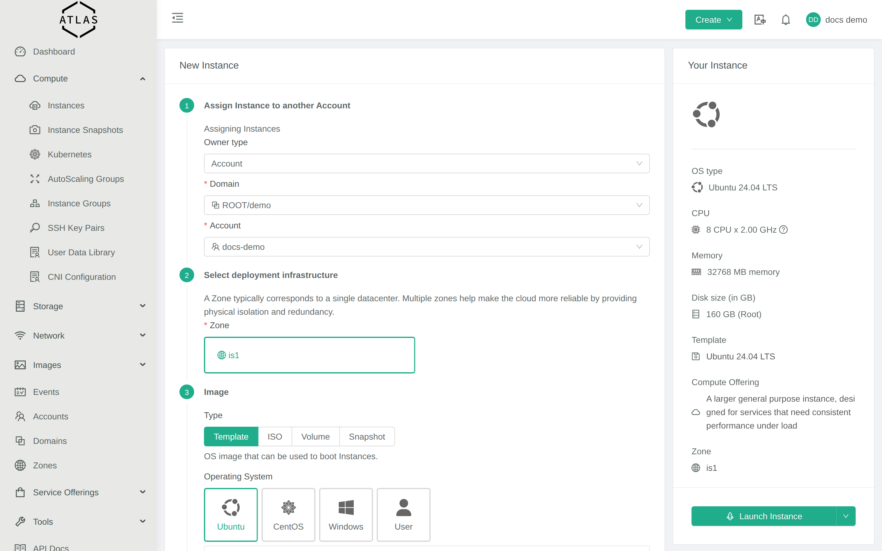 Add Instance — zone